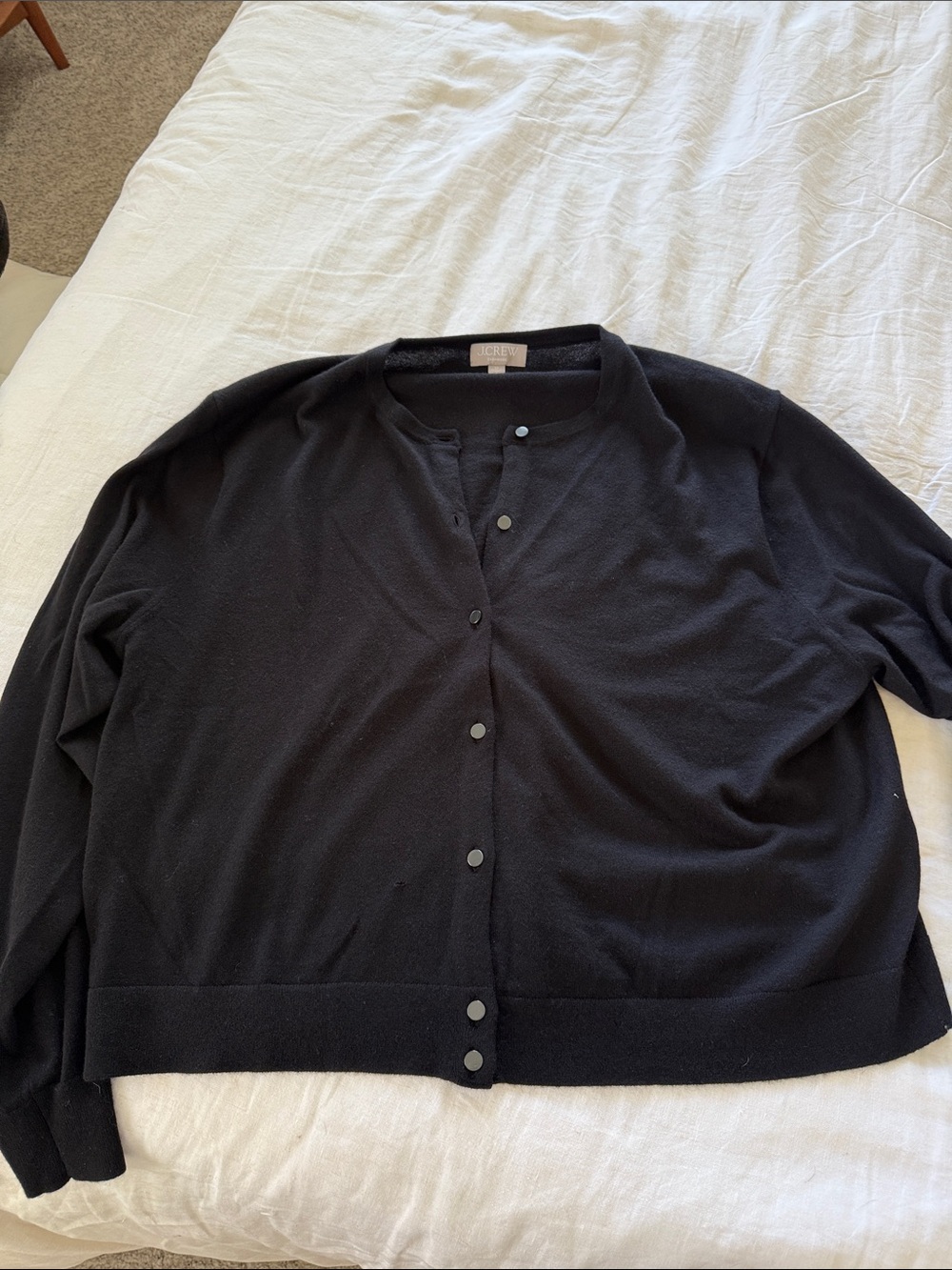J. Crew Black Button-Front Women's Cardigan Sweater Cashmere